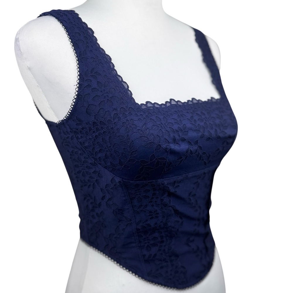 NWT PiNK Victoria’s Secret The Cinched Corset Navy Blue Lace Bralette Tank Top